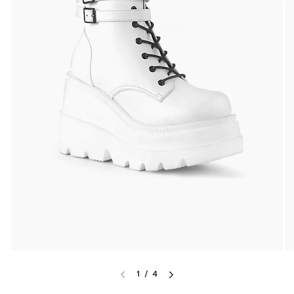 Demonia White Platform Combat Boots (Burning Man/ Coachella/ Festival wear) - Picture 1 of 5